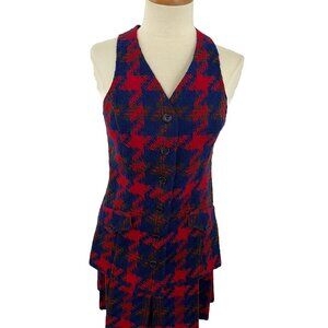 Vintage 70s Four Corners Sz 11/12 Plaid Vest & Pleated Skirt Set Wool Blend